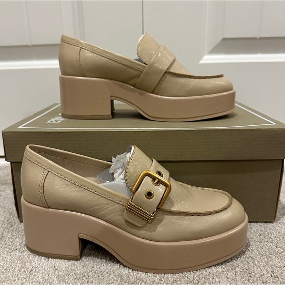 Women's Tan Loafers with Buckle Detail - Picture 2 of 12